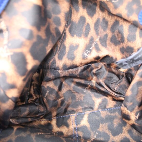 B MAKOWSKY Silver Hot Metal Collection Large Blue Leather Satchel Handbag Tote - Picture 7 of 8